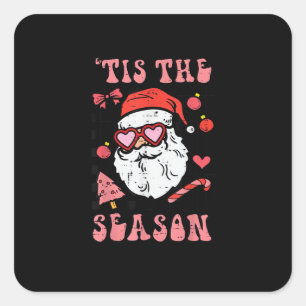 Groovy Christmas Santa Tis The Season Square Sticker