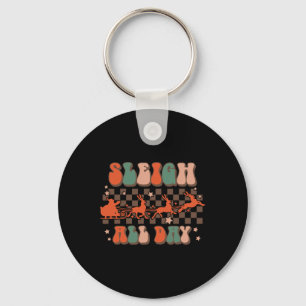 Groovy Christmas Sleigh All Day Reindeer  Key Ring