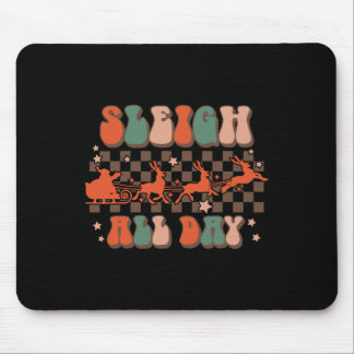 Groovy Christmas Sleigh All Day Reindeer  Mouse Pad