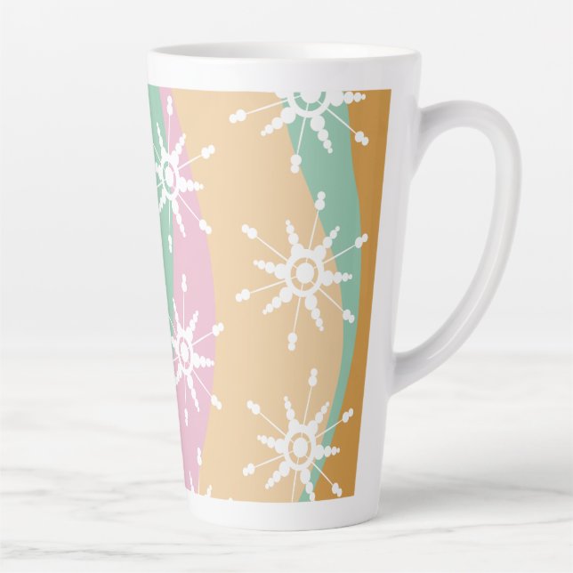 Groovy Christmas Snowflake Swirl Marble Latte Mug (Right)