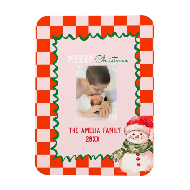 Groovy Christmas snowman Photo  Magnet (Vertical)