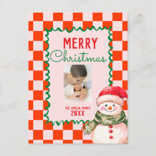 Groovy Christmas snowman Photo  Postcard