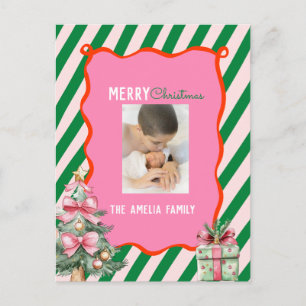 Groovy Christmas Tree Doodle Photo Holiday Postcard