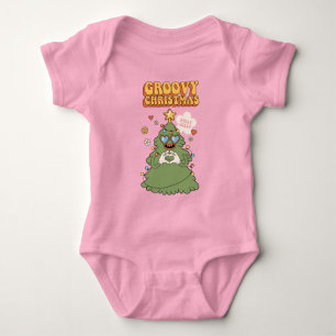 Groovy Christmas Tree - Holly Jolly Vibes Baby Bodysuit