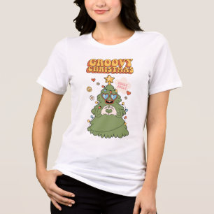Groovy Christmas Tree - Holly Jolly Vibes Tri-Blend Shirt