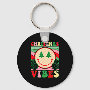 Groovy Christmas Vibes Happy Christmas Day For Men Key Ring