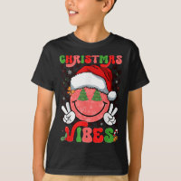 Groovy Christmas Vibes Smile Face Santa Hat Xmas M
