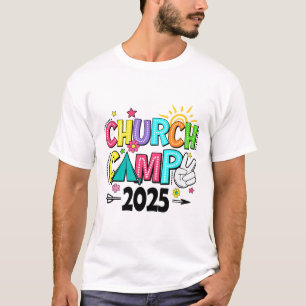 Groovy Church Camp 2025 Matching Christian Camp Fa T-Shirt
