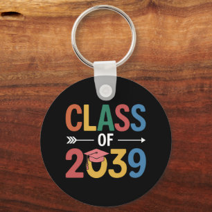 Groovy Class Of 2039 Graduation Senior 2039 Key Ring