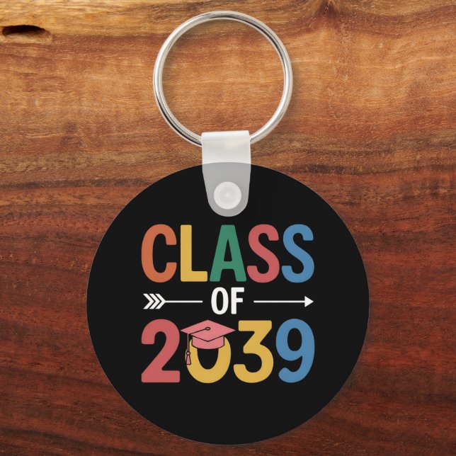 Groovy Class Of 2039 Graduation Senior 2039 Key Ring (Front)