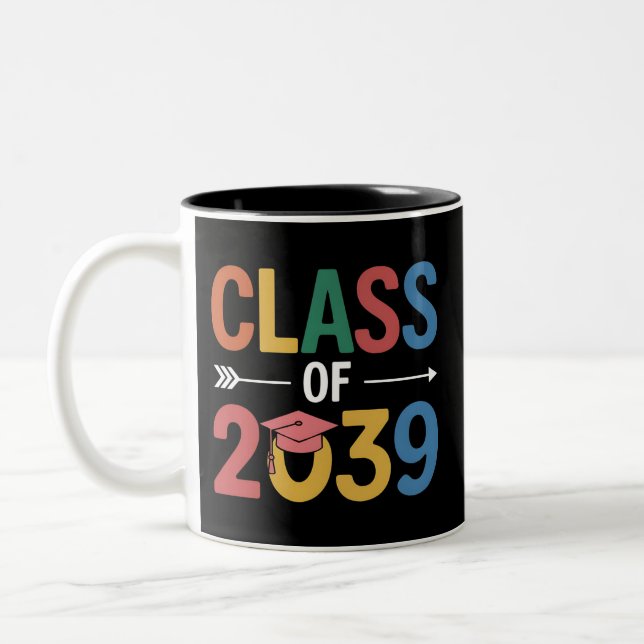 Groovy Class Of 2039 Graduation Senior 2039 Two-Tone Coffee Mug (Left)