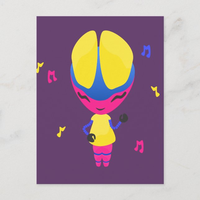 Groovy CMYK Robot Postcard (Front)
