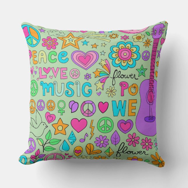 Groovy Colorful Throw Pillow - Home & Living  (Front)
