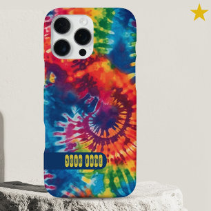 Groovy Colorful Tie Dye Custom Name Retro  iPhone 16 Pro Max Case