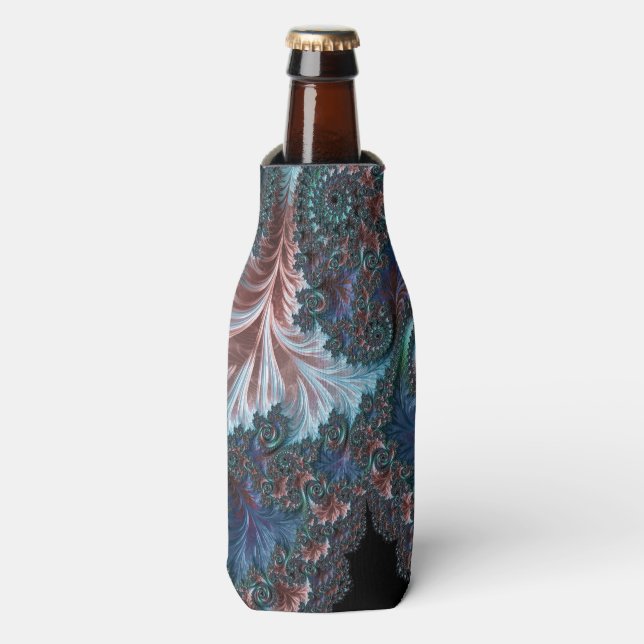 Groovy Colourful Boho Hippie Mandelbrot Fractal Ar Bottle Cooler (Bottle Front)