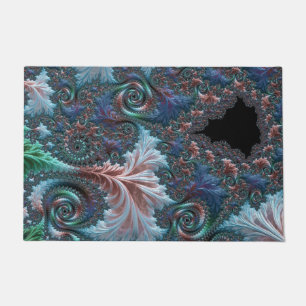 Groovy Colourful Boho Hippie Mandelbrot Fractal Ar Doormat