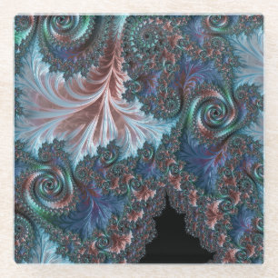 Groovy Colourful Boho Hippie Mandelbrot Fractal Ar Glass Coaster