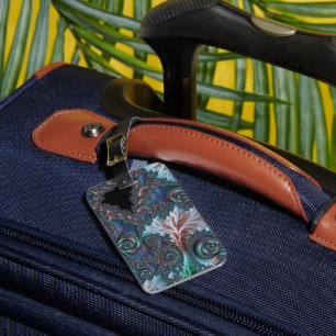 Groovy Colourful Boho Hippie Mandelbrot Fractal Ar Luggage Tag