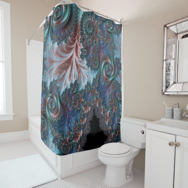 Groovy Colourful Boho Hippie Mandelbrot Fractal Ar Shower Curtain (In Situ)