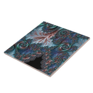 Groovy Colourful Boho Hippie Mandelbrot Fractal Ar Tile