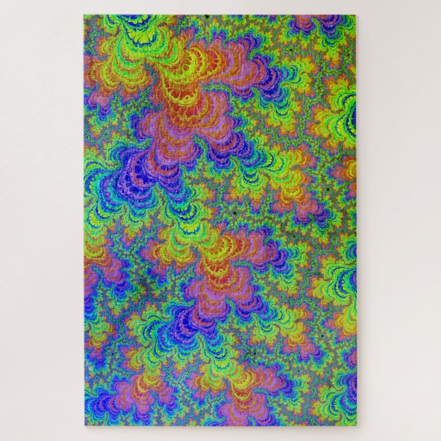Groovy Colourful Boho Hippie Trippy Rainbow Fracta Jigsaw Puzzle (Vertical)