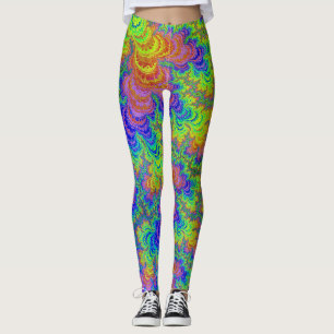 Groovy Colourful Boho Hippie Trippy Rainbow Fracta Leggings
