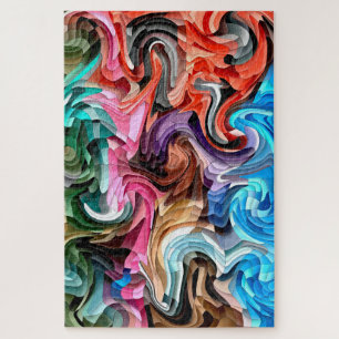 Groovy Colourful Fluid Patchwork Abstract Mosaic   Jigsaw Puzzle