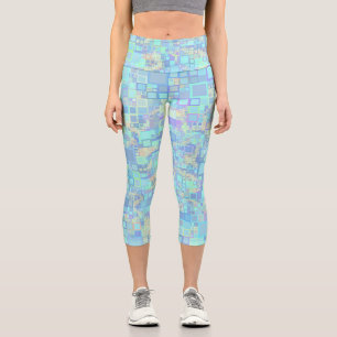 Groovy Colourful Funky Squares  Capri Leggings