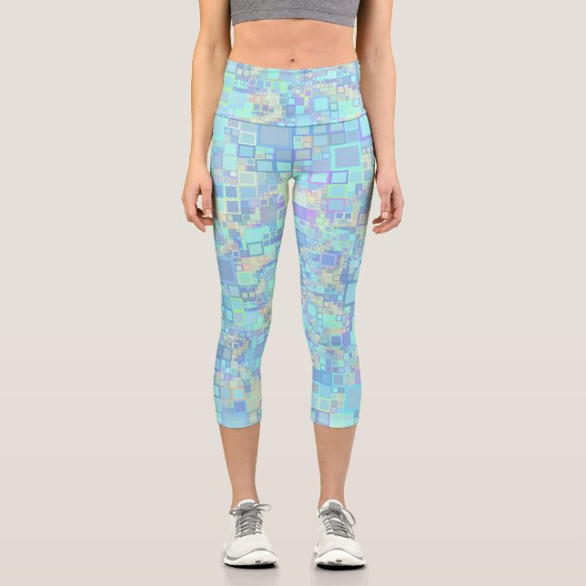 Groovy Colourful Funky Squares  Capri Leggings (Front)