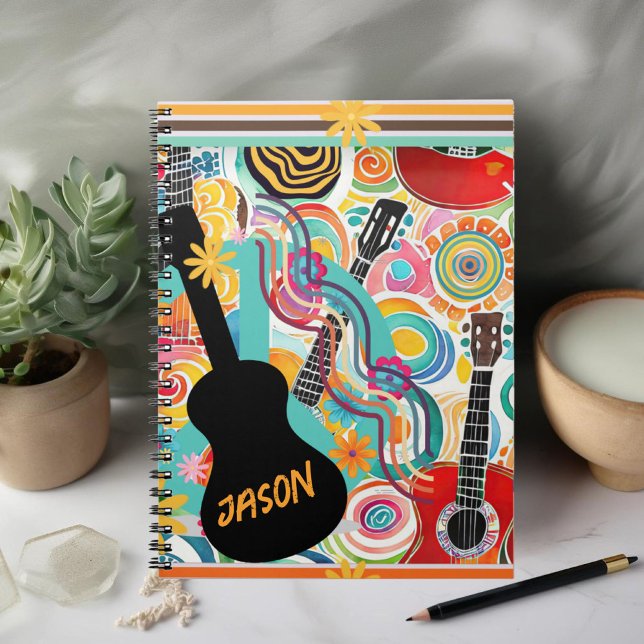 Groovy Colourful Guitars Spiral Photo Notebook (Creator Uploaded)