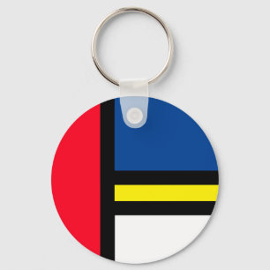 Groovy Colourful Modern Mondrian Style Abstract Ar Key Ring