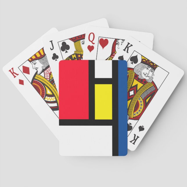 Groovy Colourful Modern Mondrian Style Abstract Ar Playing Cards (Back)