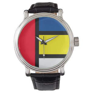 Groovy Colourful Modern Mondrian Style Abstract Ar Watch