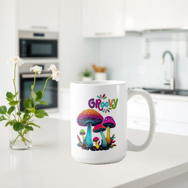 Groovy Colourful Psychedelic Mushrooms Coffee Mug (Groovy Colorful Psychedelic Mushrooms Coffee Mug)