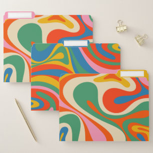 Groovy Colourful Psychedelic Retro Abstract Patter File Folder