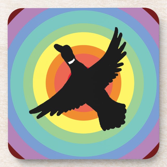 Groovy Colourful Rainbow Duck Coaster (Front)