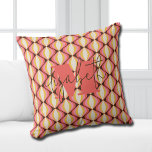 Groovy Colourful Retro Cushion<br><div class="desc">Your monogram and first name highlight a retro colourful wavy pattern in a groovy colour palette,  this throw pillow is fun for you,  your kids,  college dorm rooms or give as a gift. (You can remove the monogram and first name,  just leave the personalisation blank.)</div>