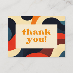Groovy Colourful Retro Wavy Boho Wedding Thank You Place Card