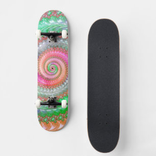 Groovy Colourful Spiral Digital Abstract Fractal Skateboard