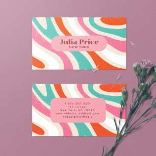 Groovy Colourful Waves Retro Stripes Business Card