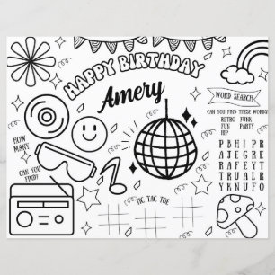 Groovy Colouring Pages Retro Birthday Party 