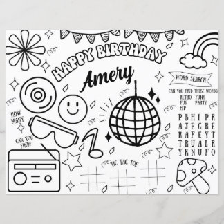 Groovy Colouring Pages Retro Birthday Party 