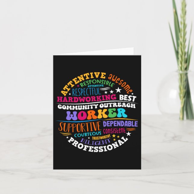Groovy Community Outreach Worker Back To School  Card (Front)