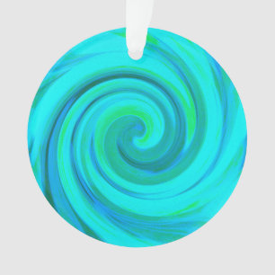 Groovy Cool Abstract Aqua Liquid Art Swirl Ornament