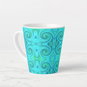 Groovy Cool Abstract Aqua Liquid Art Swirl Pattern Latte Mug