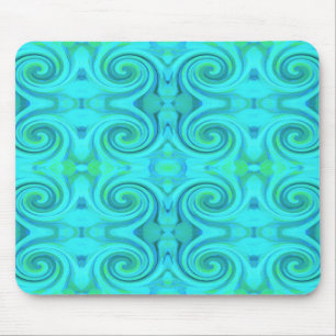 Groovy Cool Abstract Aqua Liquid Art Swirl Pattern Mouse Pad