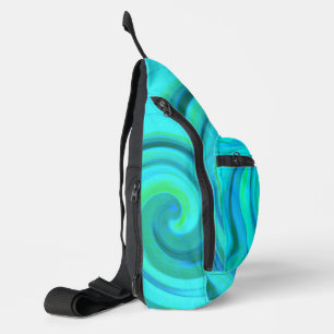 Groovy Cool Abstract Aqua Liquid Art Swirl Sling Bag