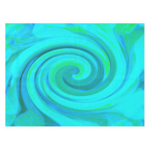 Groovy Cool Abstract Aqua Liquid Art Swirl Tablecloth