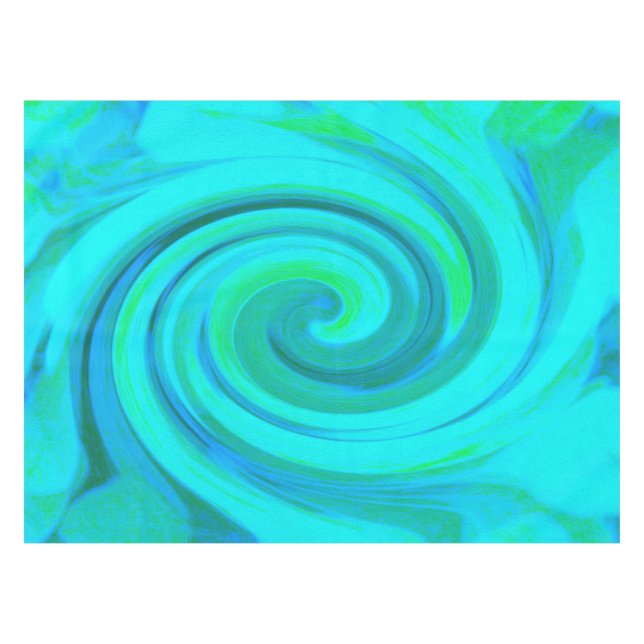 Groovy Cool Abstract Aqua Liquid Art Swirl Tablecloth (Front (Horizontal))