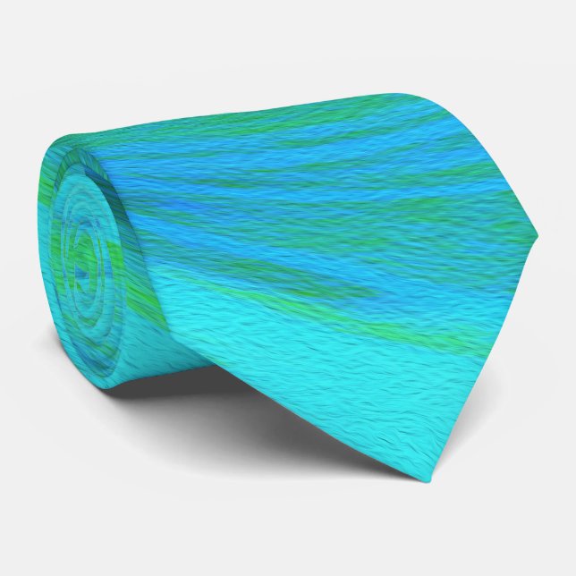 Groovy Cool Abstract Aqua Liquid Art Swirl Tie (Rolled)
